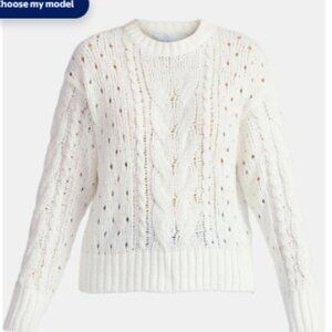 Women's White Chunky Cable Knit Sweater Small NWT